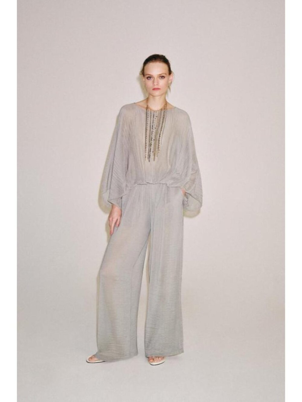 ZARA SEMI-SHEER PALAZZO PANTS